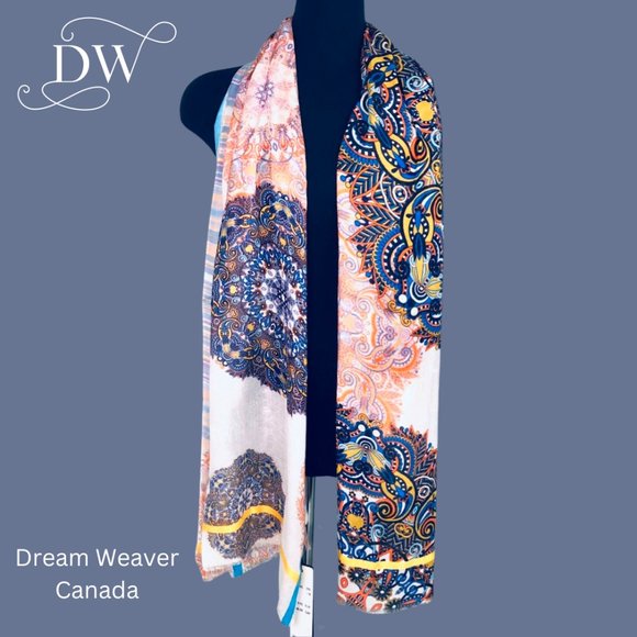 Orange and Blue Paisley Modal Scarf - Picture 3 of 4